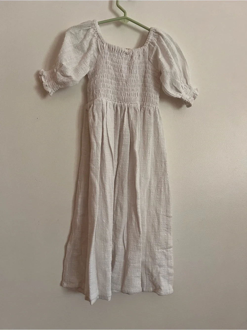 NEW Illoura the Label Smocked White Puff Sleeve Maxi Dress